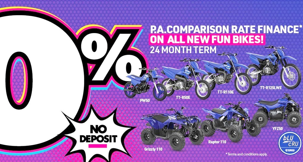 Yamaha 0% Finance Offer on Mini Bikes